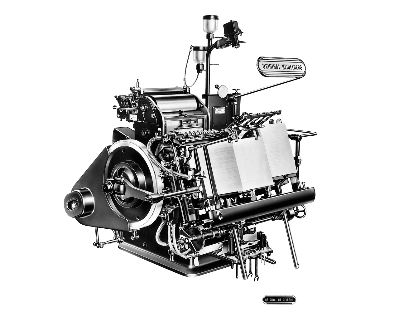 PHOTO: © imprimerie centrale
Heidelger presse à platine automatique, 1960,
vitesse d‘impression 5.000 feuilles/ heure